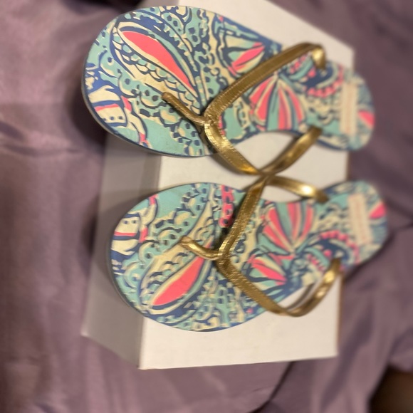 Lilly Pulitzer For Target Flip Flops Women's Sz 7 Floral Sandals - Picture 5 of 5